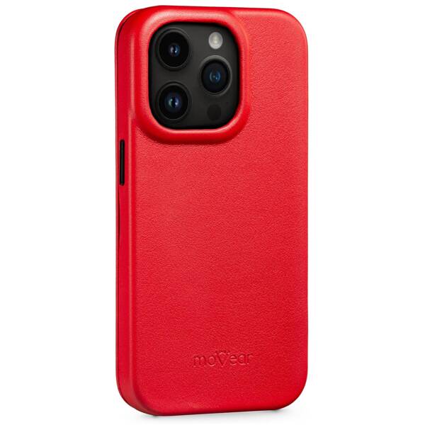 moVear flipSide 4S Leather slim case for Apple iPhone 14 Pro (6.1") | Smooth leather (Red)