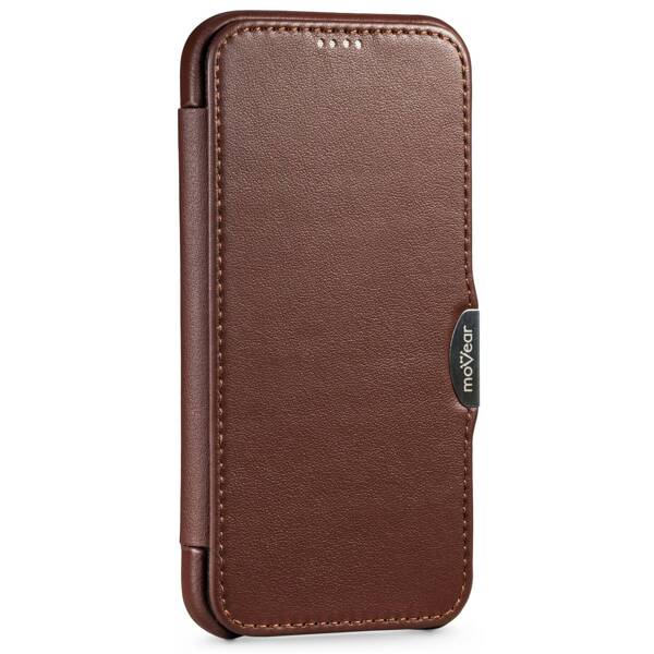 moVear flipSide C Leather case for Apple iPhone 12 Pro / 12 (6.1") | Nappa leather (Dark brown)