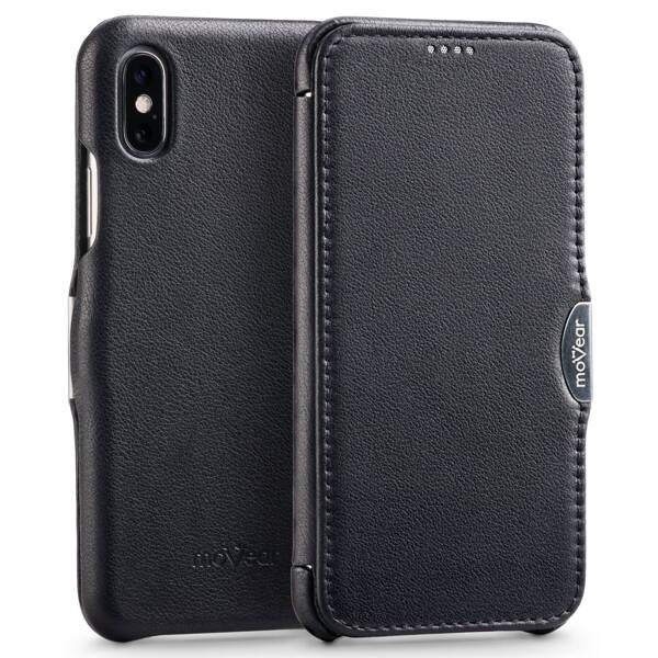 moVear flipSide C Leather case for Apple iPhone Xs MAX (6.5") | Nappa leather (Black)