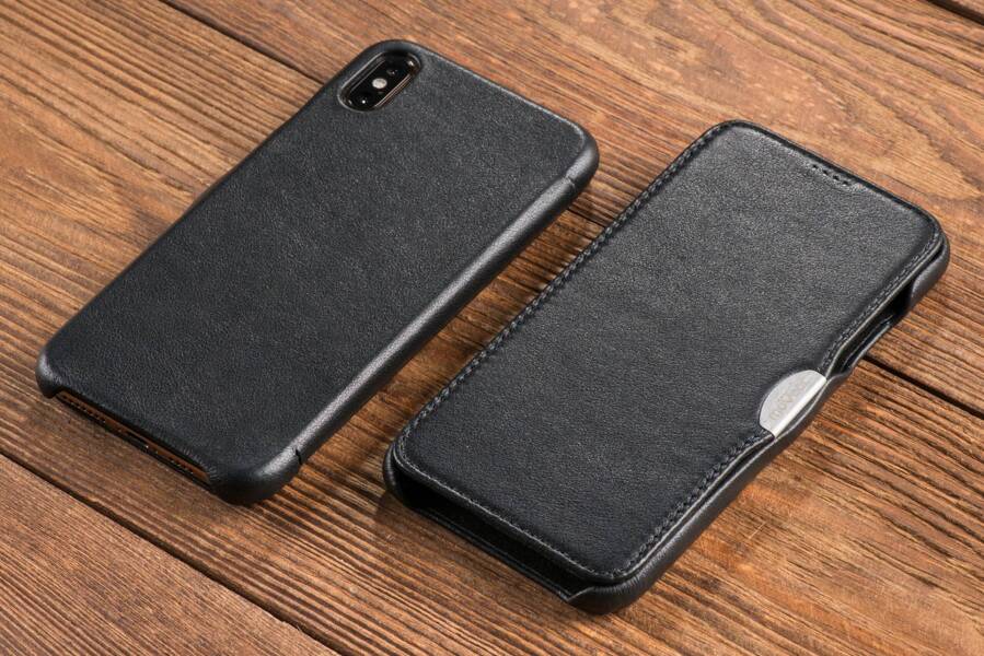 moVear flipSide C Leather case for Apple iPhone Xs MAX (6.5") | Nappa leather (Black)