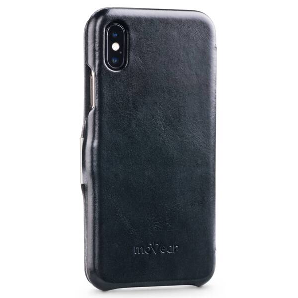 moVear flipSide C Leather case for Apple iPhone Xs / X (5.8") | Vintage leather (Black)