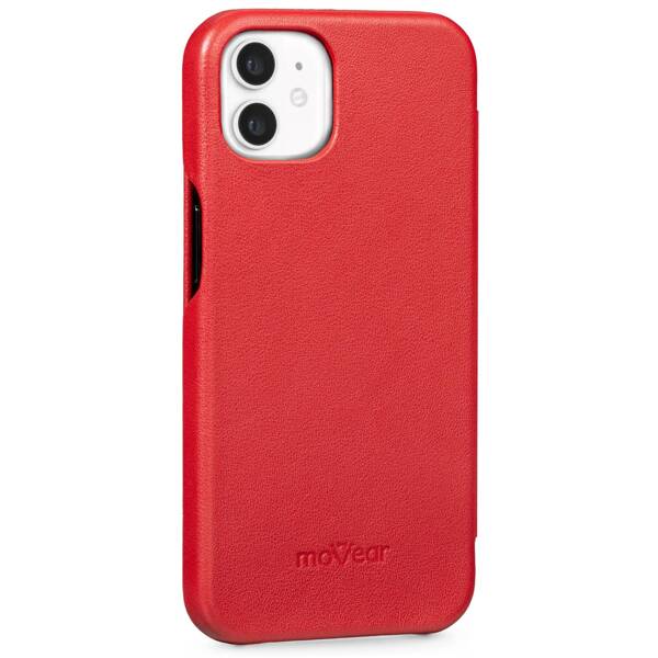 moVear flipSide S Leather slim case for Apple iPhone 12 Mini (5.4") | Nappa leather (Red)