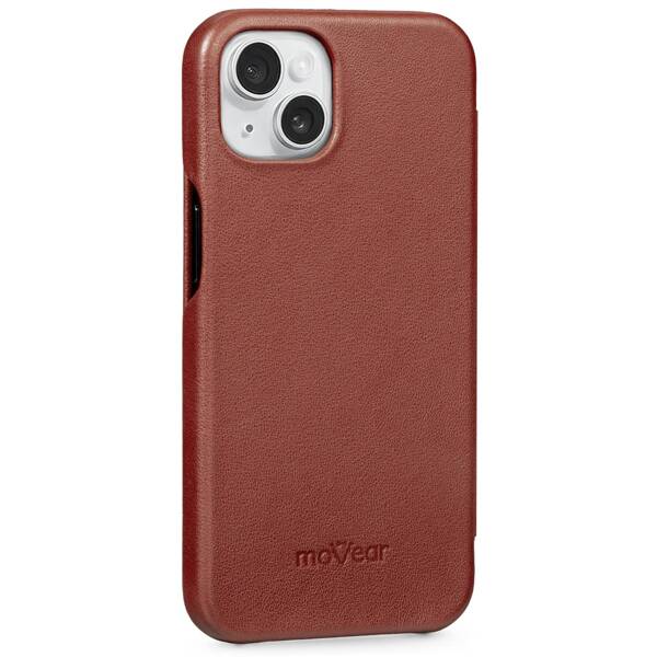 moVear flipSide S Leather slim case for Apple iPhone 13 (6.1") | Nappa leather (Brown)