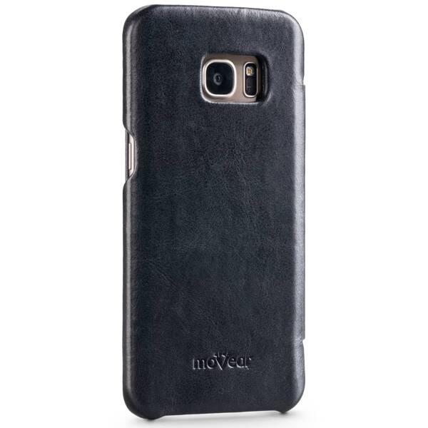 moVear flipSide S Leather slim case for Samsung Galaxy S7 edge (5.5") | Vintage Leather (Black)