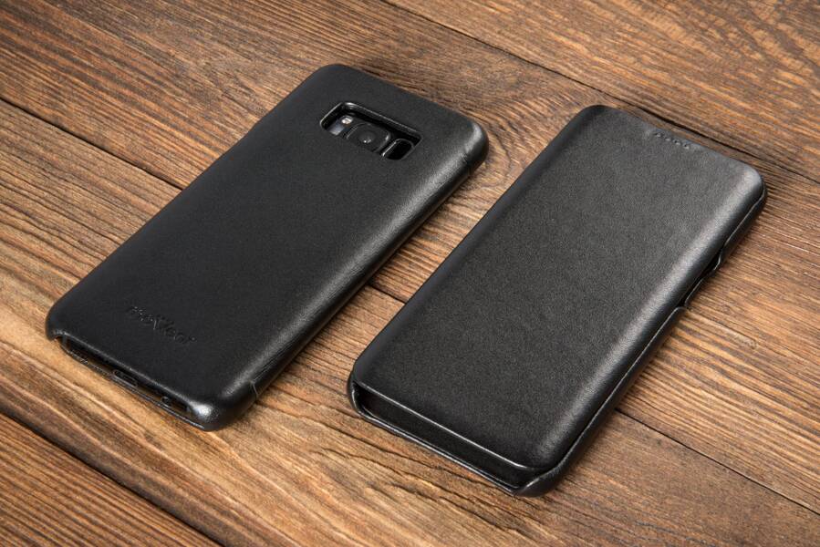 moVear flipSide S Leather slim case for Samsung Galaxy S8+ (Plus) (6.2") | Smooth leather (Black)