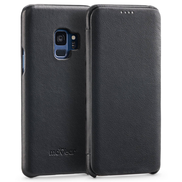 moVear flipSide S Leather slim case for Samsung Galaxy S9 (5.8") | Nappa leather (Black)