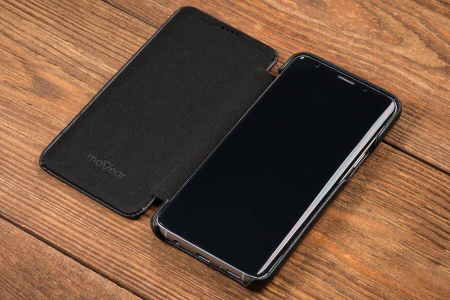 moVear flipSide S Leather slim case for Samsung Galaxy S9 (5.8") | Nappa leather (Black)