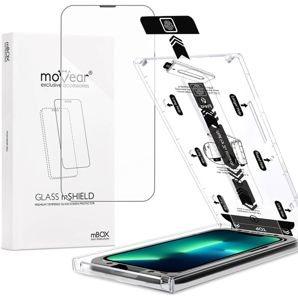 moVear mBOX GLASS mSHIELD 2.5D for Apple iPhone 14 / 13 / 13 Pro (6.1") (easy installation)