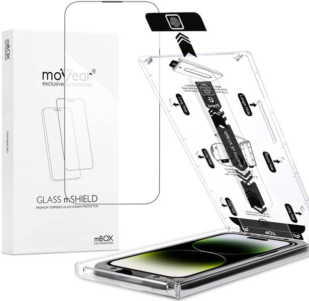 moVear mBOX GLASS mSHIELD 2.5D for Apple iPhone 14 Pro Max (6.7") (easy installation)