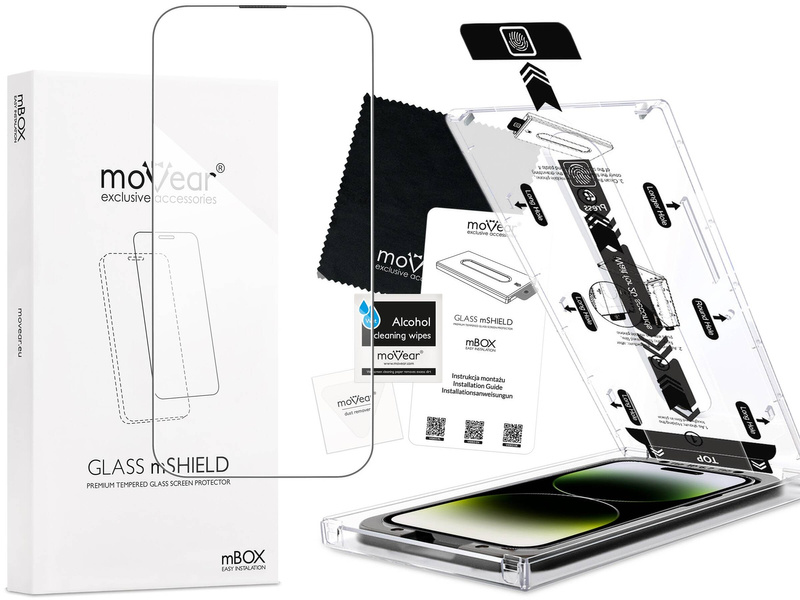 moVear mBOX GLASS mSHIELD 2.5D for Apple iPhone 14 Pro Max (6.7") (easy installation)