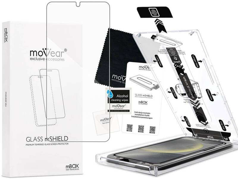 moVear mBOX GLASS mSHIELD 2.5D for Samsung Galaxy S24 (6.2") (easy installation)