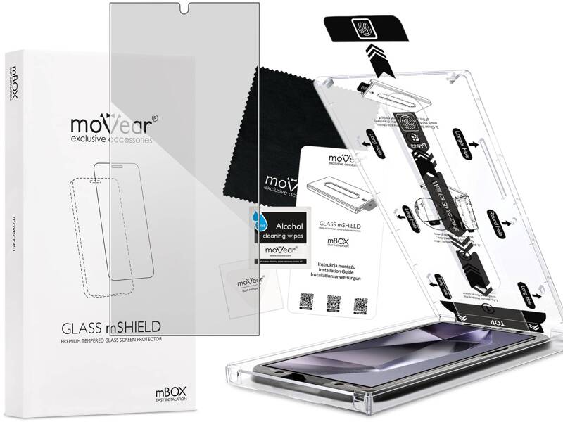 moVear mBOX GLASS mSHIELD 2.5D privacy for Samsung Galaxy S24 Ultra (6.8") (Anti spy, with Applicator)