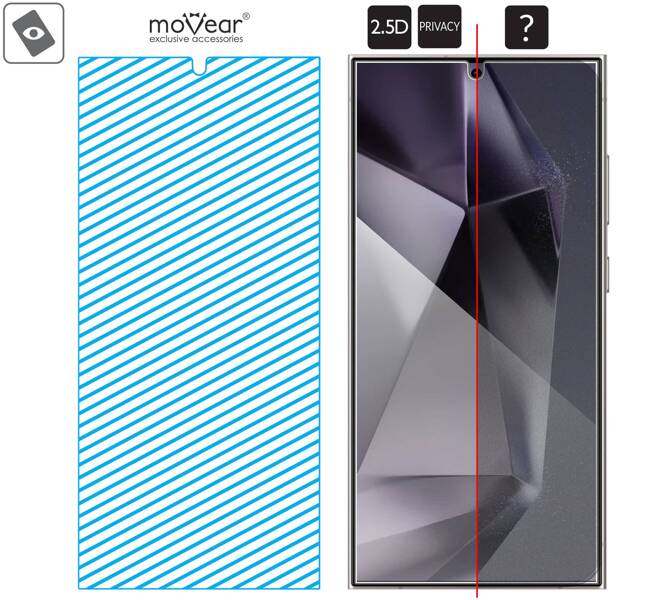 moVear mBOX GLASS mSHIELD 2.5D privacy for Samsung Galaxy S24 Ultra (6.8") (Anti spy, with Applicator)