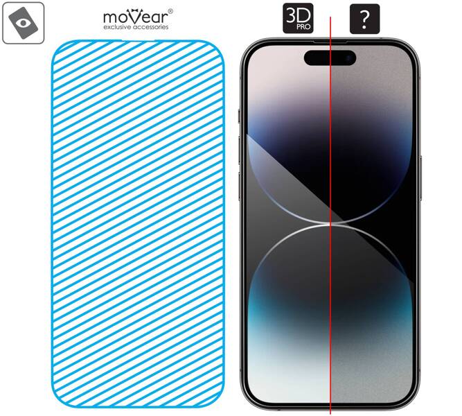 moVear mBOX GLASS mSHIELD 3D PRO for Apple iPhone 14 Pro (6.1") (easy installation)