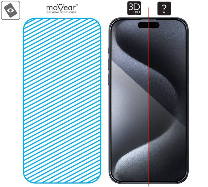 moVear mBOX GLASS mSHIELD 3D PRO for Apple iPhone 15 Pro Max (6.7") (easy installation)