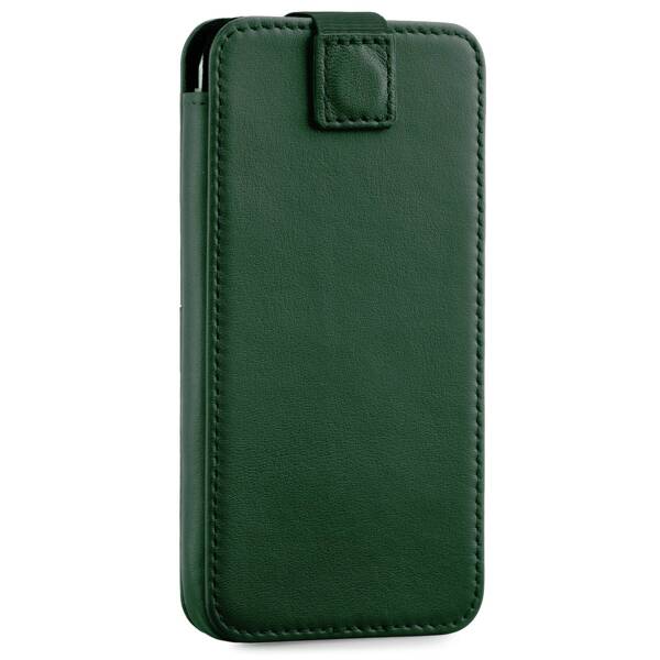 moVear pocketCase C+ Slide in leather Bag Pouch for Apple iPhone 16/15/14, 13/12/11 Pro, Xs/X | Nappa leather (Bottle green)