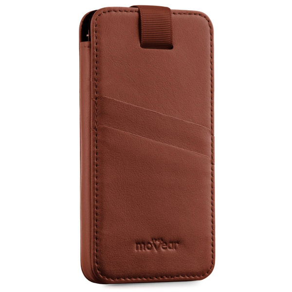 moVear pocketCase C+ Slide in leather Bag Pouch for Apple iPhone 16/15/14 Plus, 13/12/11 Pro MAX, Xs MAX / 11 / XR / 8/7/6 Plus | Nappa leather (Brown)