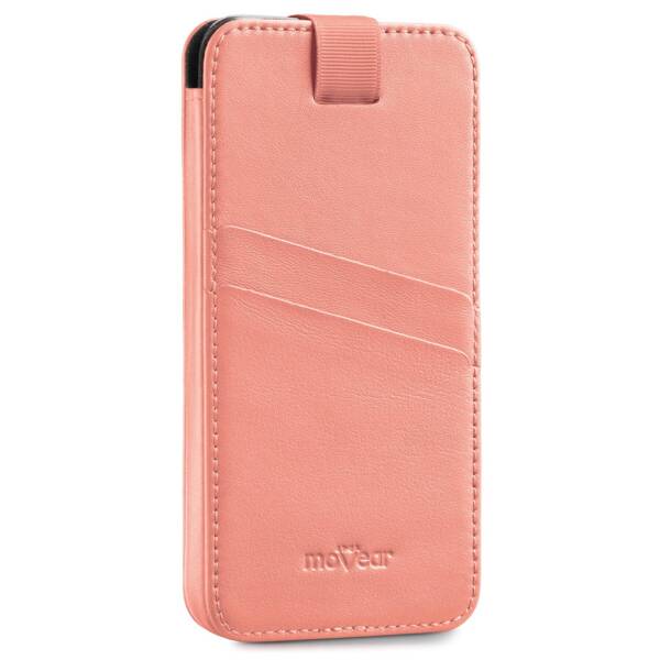 moVear pocketCase C+ Slide in leather Bag Pouch for Apple iPhone 16/15/14 Plus, 13/12/11 Pro MAX, Xs MAX / 11 / XR / 8/7/6 Plus | Nappa leather (Pink)