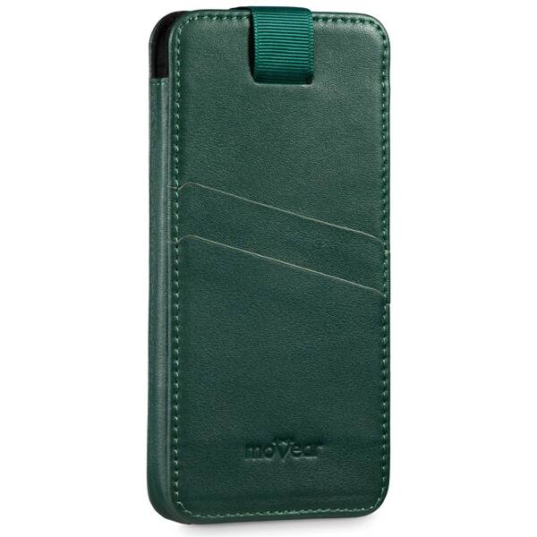 moVear pocketCase C+ Slide in leather Bag Pouch for Smartfon rozmiar L (ok 162 x 80 x 9mm) | Nappa leather (Bottle green)