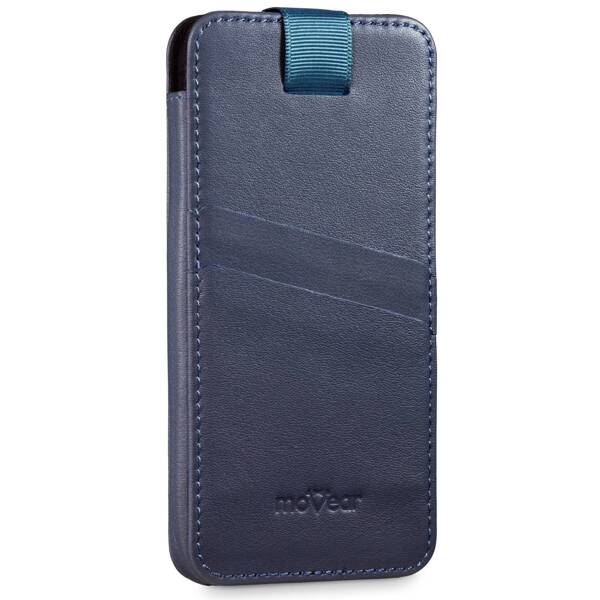 moVear pocketCase C+ Slide in leather Bag Pouch for Smartfon rozmiar L (ok 162 x 80 x 9mm) | Nappa leather (Navy blue)