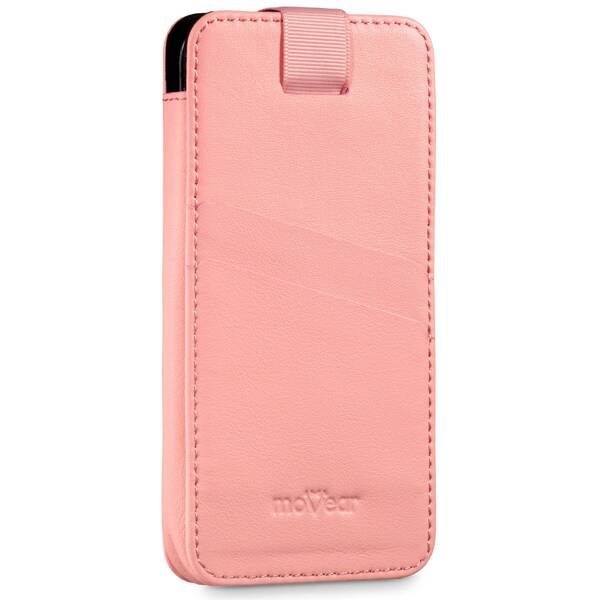 moVear pocketCase C+ Slide in leather Bag Pouch for Smartfon rozmiar L (ok 162 x 80 x 9mm) | Nappa leather (Pink)