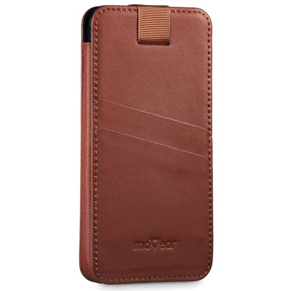 moVear pocketCase C+ Slide in leather Bag Pouch for Smartfon rozmiar M (ok 151 x 73 x 9mm) | Nappa leather (Brown)