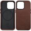 moVear [PRODUCT_MODEL] Leather back cover for Apple iPhone 13 Pro (6.1") | MagSafe compatible, Nappa leather (Dark brown)