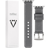 moVear Prestige C1 20mm Gray Leather strap for Apple Watch 10 / 9 / 8 / 7 / 6 / 5 / 4 / SE (42/41/40mm) | Gray stitching [sizes XS-XXL and buckle to choose from]