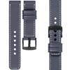 moVear Prestige C1 20mm Steel gray Leather strap for Samsung Galaxy Watch 7 / 6 / 5 / 4 / 3 & Pro / FE / Classic / Active | Steel gray stitching [sizes XS-XXL and buckle to choose from]