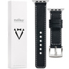 moVear Prestige C1 22mm Black Leather strap for Apple Watch 10 / 9 / 8 / 7 / 6 / 5 / 4 / SE (46/45/44mm) & Ultra (49mm) | Black stitching [sizes XS-XXL and buckle to choose from]