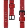 moVear Prestige C1 22mm leather watch strap | Scarlet red, Scarlet red stitching [sizes XS-XXL and buckle to choose from]