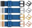 moVear Prestige C1 Leather strap for Garmin QuickFit 22mm (Fenix / Forerunner / Epix / Instinct / Enduro / Quatix / MARQ - 47/45mm) Blue, Blue stitching [sizes XS-XXL and buckle to choose from]