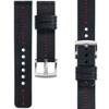 moVear Prestige C2 18mm leather watch strap | Black, Black stitching [sizes XS-XXL and buckle to choose from]