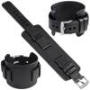 moVear Prestige CW1 21mm Wide leather watch strap with pad | Black, Black stitching [sizes XS-XXL and buckle to choose from]