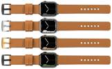 moVear Prestige S1 24mm Leather strap for Apple Watch 10 / 9 / 8 / 7 / 6 / 5 / 4 / SE (46/45/44mm) & Ultra (49mm) Light brown [adapter and buckle to choose from]