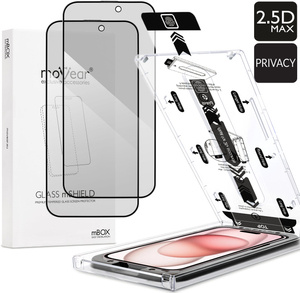 2 Stk. | moVear mBOX GLASS mSHIELD 2.5D MAX privacy für Apple iPhone 16 / 15 (6,1") (Anti-Spionage, mit Applikator)