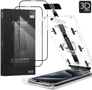 2 Stk. | moVear mBOX GLASS mSHIELD 3D PRO für Apple iPhone 15 Pro Max (6.7") (einfache Installation)