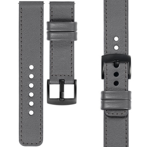 moVear Prestige C1 20mm Grau Lederarmband für Garmin Vivoactive 5/3, Vivomove 3, Venu 2 | Grau Nähte [Größen XS-XXL und Schnalle zur Auswahl]