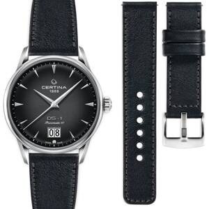 moVear Prestige C1 20mm Schwarz Lederarmband für Certina DS-1 Big Date C029.426.16.051.00 | Schwarz Nähte [Größen XS-XXL]