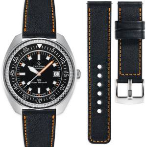 moVear Prestige C1 20mm Schwarz Lederarmband für Certina DS SUPER PH1000M C024.907.18.051.00 | Schwarz Nähte [Größen XS-XXL]