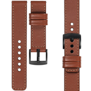 moVear Prestige C1 20mm Uhrenarmband aus Leder | Braun, Braun Nähte [Größen XS-XXL und Schnalle zur Auswahl]