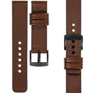 moVear Prestige C1 20mm Uhrenarmband aus Leder | Dunkelbraun, Dunkelbraun Nähte [Größen XS-XXL und Schnalle zur Auswahl]