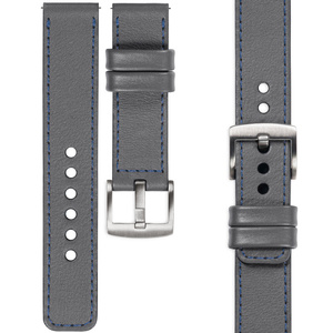 moVear Prestige C1 20mm Uhrenarmband aus Leder | Grau, Grau Nähte [Größen XS-XXL und Schnalle zur Auswahl]