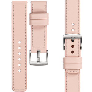moVear Prestige C1 22mm Fleisch rosa Lederarmband für Samsung Galaxy Watch 3 (45mm) / Watch (46mm) / Gear S3 | Fleisch rosa Nähte [Größen XS-XXL und Schnalle zur Auswahl]