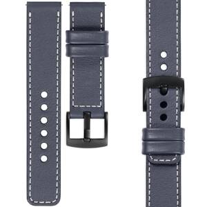 moVear Prestige C1 22mm Stahlgrau Lederarmband für Huawei Watch 5 4 3 2 1 - GT / Pro / Ultimate (48/46mm) | Stahlgrau Nähte [Größen XS-XXL und Schnalle zur Auswahl]