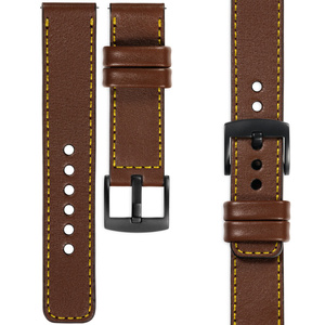 moVear Prestige C1 22mm Uhrenarmband aus Leder | Dunkelbraun, Dunkelbraun Nähte [Größen XS-XXL und Schnalle zur Auswahl]