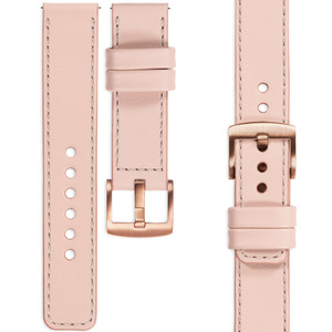 moVear Prestige C1 22mm Uhrenarmband aus Leder | Fleisch rosa, Fleisch rosa Nähte [Größen XS-XXL und Schnalle zur Auswahl]