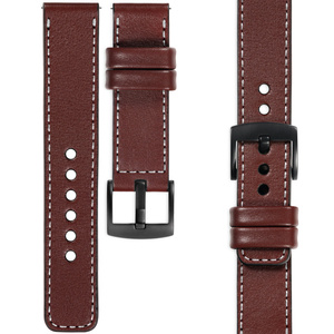 moVear Prestige C1 22mm Uhrenarmband aus Leder | Rotbraun, Rotbraun Nähte [Größen XS-XXL und Schnalle zur Auswahl]