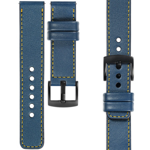 moVear Prestige C1 26mm Uhrenarmband aus Leder | Blaue Jeans, Blaue Jeans Nähte [Größen XS-XXL und Schnalle zur Auswahl]