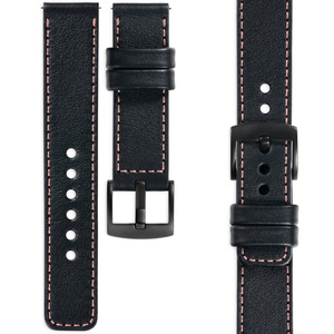 moVear Prestige C1 26mm Uhrenarmband aus Leder | Schwarz, Schwarz Nähte [Größen XS-XXL und Schnalle zur Auswahl]